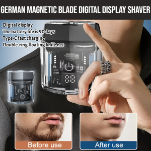 German Magnetic Blade Digital Display Shaver Portable Washable Display Digital Rechargeable Shaver Mens Gifts