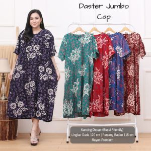 Homedress daster standar cap ceplok putih bahan santung batik cap pekalongan