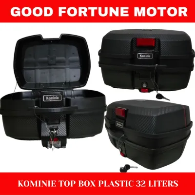 MOTORCYCLE KOMINIE TOP BOX PLASTIC 32L BLACK & CARBON