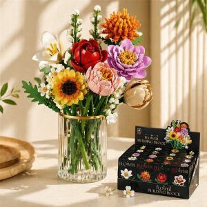 ABS Plastic DIY Building Block Flower Bouquet Educational Toy Home Decor Birthday Gift for Girls