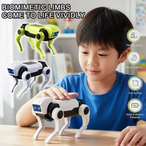 INNEED With LED Eyes Electric Robot Dog Toy Battery Powered Walking Movement DIY Assembly Mechanical Dog Durable Kids Educational Robot Toy Kids Educational Toy