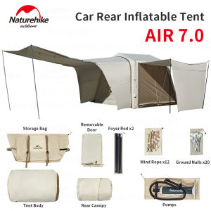 Naturehike AIR7.0 เต็นท์รถพอง ม่านบังแดดกันน้ำ ช่องระบายอากาศด้านข้างสำหรับ SUV ตั้งแคมป์กลางแจ้งที่มีหลังคาขนาดใหญ่