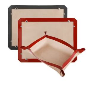 2 in 1 Silicone Baking Mat With Buttons Leak Resistant Non Stick Oven Baking Liner For Bread Chicken Pastries