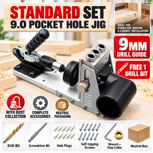 【Local shipping】DEKES 9MM Pocket Hole Locator Jig Kit Aluminum Alloy 15 Degree Angle Oblique Hole Drilling Guide Positioner