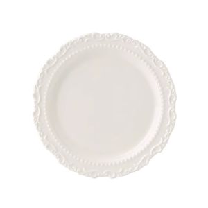 WANGCAI Round Shape French Relief Plate White/Yellow Color Embossed Design Western Dining Tableware Exquisite Aesthetic Underglazed Colour Dessert Serving Tray Household Use