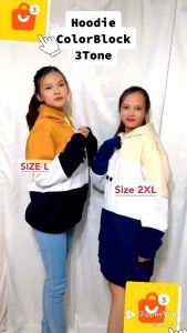 COLOR BLOCK HOODIE FULL KANGOROO POCKET BIGSIZE OVERSIZE ALLSIZE S M L XL -5XL
