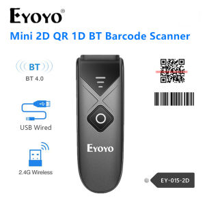 【🔥multiple version🔥】【🔥Hot sale & Local stocks & 1~3 days delivery🔥】Eyoyo Mini 2D Wireless Barcode Scanner Via Bluetooth 2.4GHz Wireless USB Wired Connection CCD Bar Code QR Scan Reader For iOS/MacosLinuxAndroidMac OS Windows Compatible with Tablet