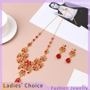 [Hot Sale Jewellery]liuchuanbing Wedding Party Necklace Earring Set Flower Water Drop Necklace Bridal Wedding Jewelry Accessories