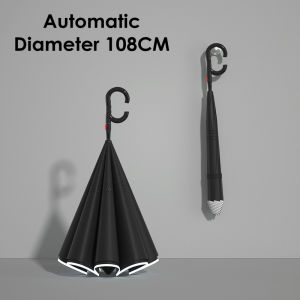 ร่มกลับด้านอัตโนมัติสำหรับผู้ชายผู้หญิงสองชั้นกอล์ฟร่มกันแดดร่มชาดหาดหรูหราใส่กลับด้านได้ร่มทนลมแข็งแรง