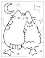 Bộ tranh (48 tờ) tô màu cho bé và người lớn khổ giấy lớn A4 - Pusheen Mèo - Tặng 1 tranh ngẫu nhiên. 