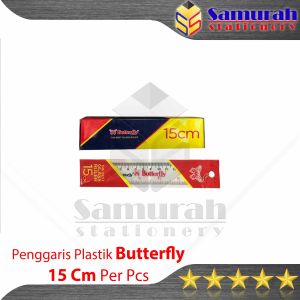 Penggaris Plastik Buterfly 15 cm Jual Per 1 Pcs / Mika Glass Ruller ButterFly