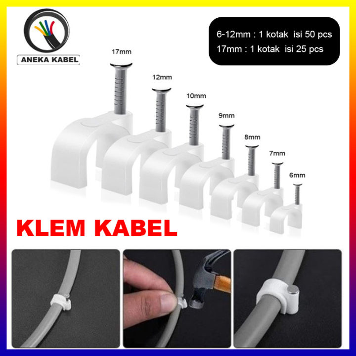 Klem Kabel Listrik Klem Paku Beton Klem Kabel Putih Sni Lazada