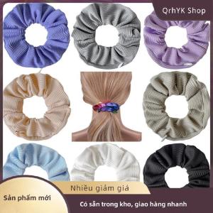 Hàng có sẵn✨ 2pcs sọc vải dệt kim màu rắn tóc ban nhạc tóc scrunchies với túi dây kéo cho cô gái ponytail chủ ban nhạc tóc quan hệ phụ kiện