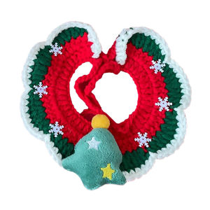 HamshMoc Cute Pet Christmas Scarf Knitted Pet Santa Scarves Holiday Accessories Decoration Santa Costume for Small Dog Cat Puppy Christmas Supplies