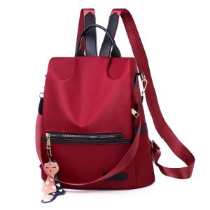 CRNGW Large Capacity Women Daily Backpack Polyester Anti-theft Contrast Color School Bag Fixed Webbing Scratch Prevention Oxford Cloth Daypack Girls
