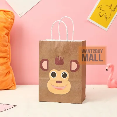 🇲🇾 CUTE Cartoon Animal Theme Zoo Fun Safari Colorful Birthday Party Paper Bag Stationery Candy Goody Door Gift Paper Beg