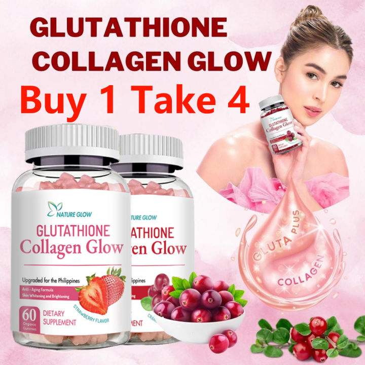 【Buy 1 Take 4】NATURE GLOW Glutathione Collagen Glow Gummies Whitening ...