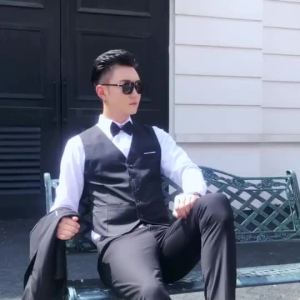 Khaki Men 3 Piece Suit Korean Slim Fit Formal Blazer Vest Pants for Prom Party Wedding