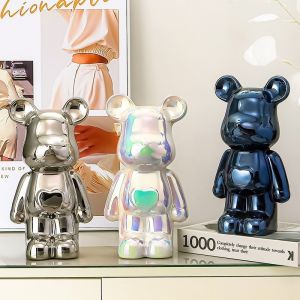 Ceramic Electroplating Violent Bear Piggy Bank Luxury Home Decoration Decor Living Room Wine Cabinet