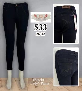 Haokan #533 Black MidWaist Streachable Skinny Women Pants High Quality
