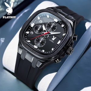 กันน้ำผู้ชาย2025นาฬิกาเพลย์บอยแบรนด์ดั้งเดิมสายซิลิโคนแฟชั่นลำลองโครโนกราฟเรืองแสงพร้อมกล่องของขวัญ
