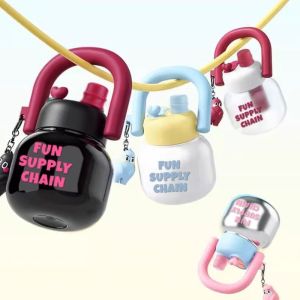 NIGHT PU Cute Kids Water Sippy Cup Leakproof 800ml Cartoon Plastic Cup Large Capacity with Pendant Water Mug Home/School