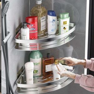 【SunnySpace】ชั้นวางของในห้องน้ำ ชั้นวางของ ไม่ต้องเจาะผนัง ที่วางของเข้ามุมสามเเหลียม ชั้นวางของติดผนังเข้ามุม