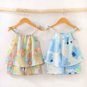 ฤดูร้อนภาพวาดสีน้ำมันสไตล์ใหม่กระโปรงแขวนชุดสองชิ้นอินเทอร์เน็ตคนดังสาวสไตล์ตะวันตกเสื้อกั๊กกระโปรง-Amaya