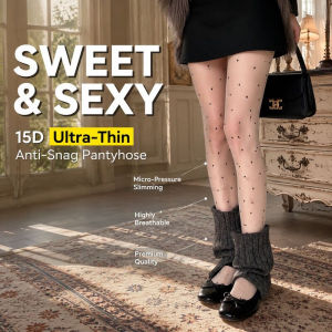 Black Polka Dot Stockings/Ultra-Transparent Anti-Snag Sheer Tights/Women Thin Lightweight Hosiery/Spring Summer Wear/High Elastic Pantyhose