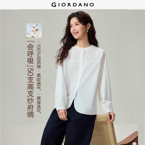 Giordano Women Raglan lantern sleeve cotton shirt Free Shipping 05346868