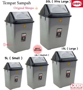 (BISA COD) PROMO Tong Sampah / Tempat Sampah Segi 5L/10L/15L/ 20L / Tutup Goyang / Shinpo CLASSY 820S/820M/820L/820XL / Kotak Sampah / Dust Bin