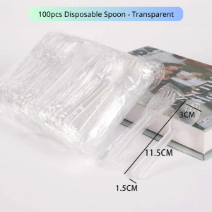 100pcs/set Disposable Clear Fork Spoon Dessert Spoon Cake Fork Utensils Individually Packed - DailyDwell1