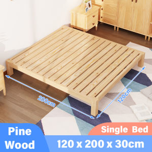 TableTrove Solid Wood Bed Frame With Headboard&drawers Soft Package Wooden Bed Kayu Rangka Super