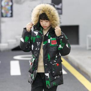 2022 camouflage Childrens Down Jacket Long Thick Boy Winter Coat Duck Down Kids Winter Jackets for Boy Outerwear Fur Collar Size M-4XL