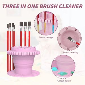 XUANYUAN พร้อมรูแขวน แปรงล้างสี ฐานดูด แบบพับได้ กล่องทำความสะอาดสีซิลิโคน ทำความสะอาดง่าย ไม่ลื่น ถังแปรงทาสี แปรงแต่งหน้า