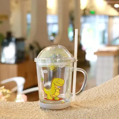 Dinosaur Unicorn Cartoon Star Scale Milk Cup Water Cup Coffee Cup With Straw Gift