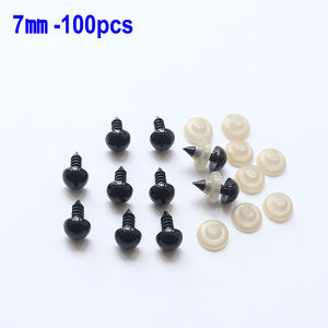 100pcs 6mm/7mm/10mm Safety Eyes Black Color Fit for Crochet /Stuffed /Amigurumi Doll Come Soild Plastic Safety Eyes Soft Toy Teddy Bear Craft Making Animal 100Pcs Doll Eyes Black Plastic Safety Eye Doll DIY Making Accessories Set Plush Toy Eyes