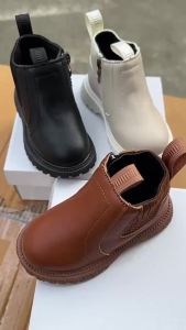 Kids Short Boots Fashion Boys Shoes Autumn Winter Leather Children Boots Non-Slip Toddler Girls Boot Toddler Snow Shoes2026