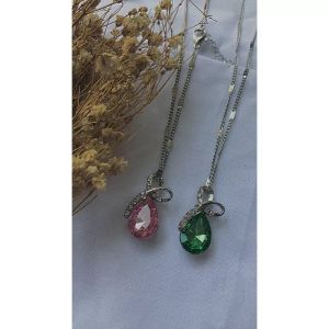 Abee Acc-059 Kalung Lapis Rhodium Bentuk Tetesan Air KristalZircon