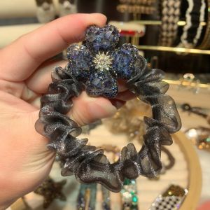สง่างาม Oganza Scrunchie โชคดีสี่ใบเชือกผมคริสตัล Klein ยางสีฟ้าผู้หญิงแฟชั่นอุปกรณ์ผม