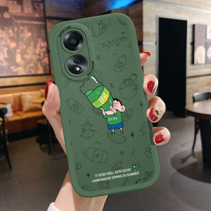 เคสโทรศัพท์สำหรับ OPPO A38 OPPO/OPPO เคส Oppoa18 Oppoa38 A18สำหรับการ์ตูนเด็กหญิงเด็กชายสีเทียนชินจังเคสเครื่องดื่มฤดูร้อนเคสป้องกันหนัง PU ซิลิโคนนิ่ม