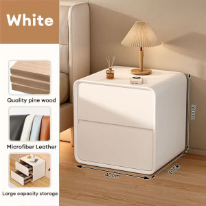 CONOCO Bedside Table Nordic Leather Bedside Table with Drawer Pre-Assembled Meja Tepi Katil Modern Anti-Humidity Storage Cabinet & Wooden Nightstand 床頭櫃