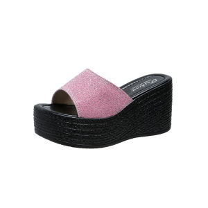[Free Shipping] Plus-Size Extra-High-Heeled Slippers For Women.Wedge Slippers Comfortable And Featuring A Single-Strap Design