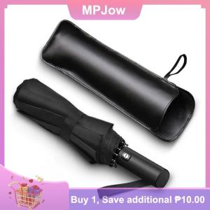 【MPJow】 Black PU Leather Umbrella Cover Case Portable Waterproof Umbrella Storage Pocket Umbrella Bag Portable Umbrella Cover