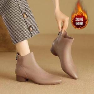 Free Shipping New 2026 Autumn/Winter Retro Soft Leather Low-Heeled Pointed-Toe Chunky-Heel WomenS Ankle Boots Chelsea Boots And Fashion Flats