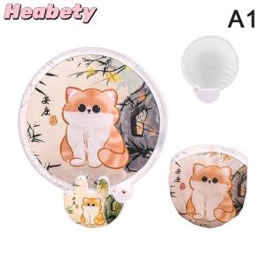 Heabety Portable Cartoon Folding Fan Kawaii Creative Foldable Fan Cool Summer Hand Fan Flying Disk Pocket Cloth Fan Gifts For Kids