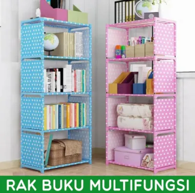 RAK BUKU 4 SUSUN 5 TINGKAT PORTABLE SERBAGUNA RAK LEMARI BUKU 5 LAYER 4 TINGKAT MULTIFUNGSI SEPATU PAKAIAN BAJU