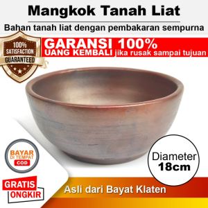 Mangkok Tanah Liat Asli Mangkuk Mie Ayam Bakso - D 18 cm