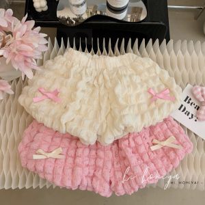 กางเกงขาสั้น ประดับโบว์ สีแคนดี้ แฟชั่นสําหรับเด็กผู้หญิง 90-130 ซม Shorts【Hippobaby】