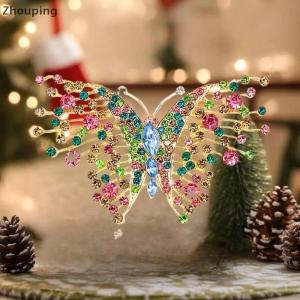 【ZP】 Cute Jewerry Cổ Điển Tinh Tế Sáng Bóng Pha Lê Đầy Màu Sắc Bướm Trâm Thanh Lịch Thời Trang Côn Trùng Pins Của Phụ Nữ Quần Áo Trang Trí Đồ Trang Sức Quà Tặng